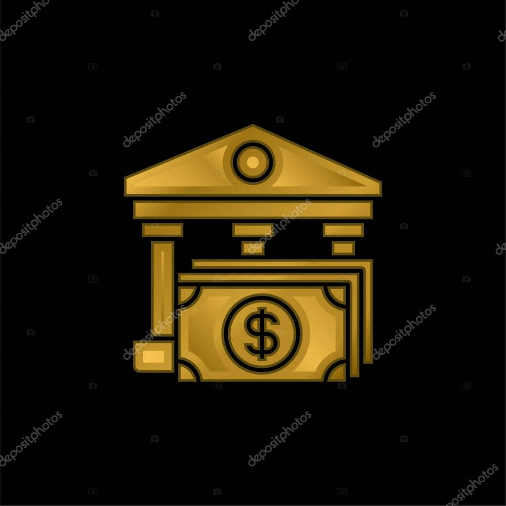 Bank gold plated metalic icon or logo vector