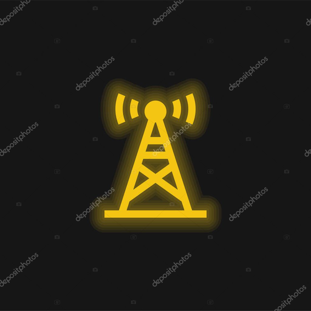 Antenna yellow glowing neon icon