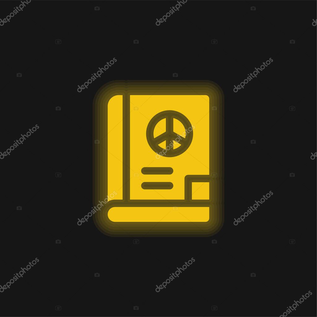 Book yellow glowing neon icon