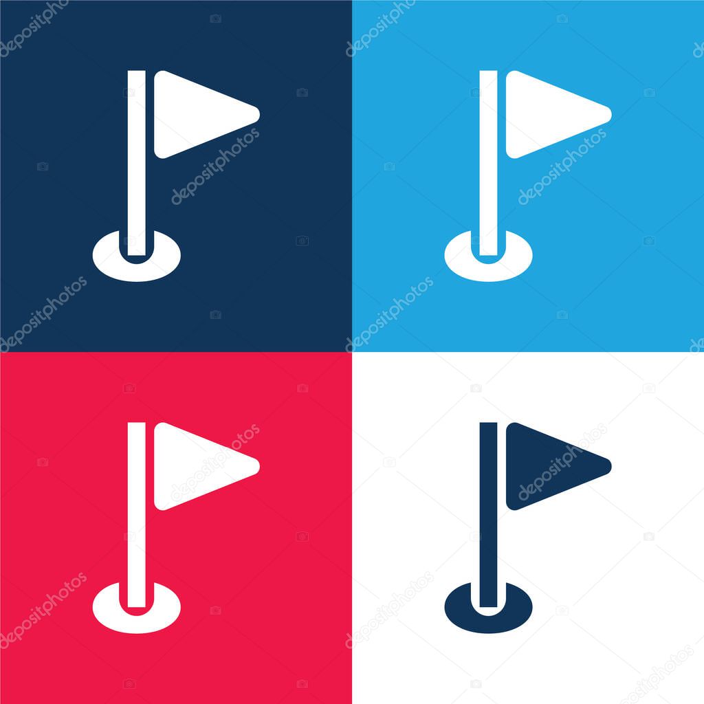 Birdie blue and red four color minimal icon set
