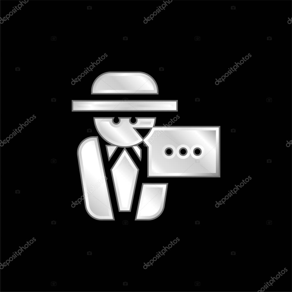 Anonymous Message silver plated metallic icon