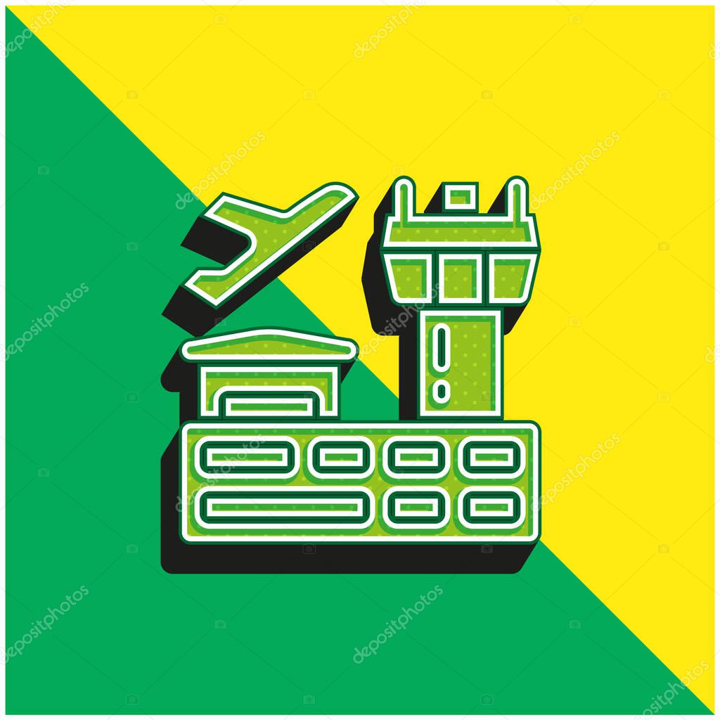 Airport Green and yellow modern 3d vector icon logo