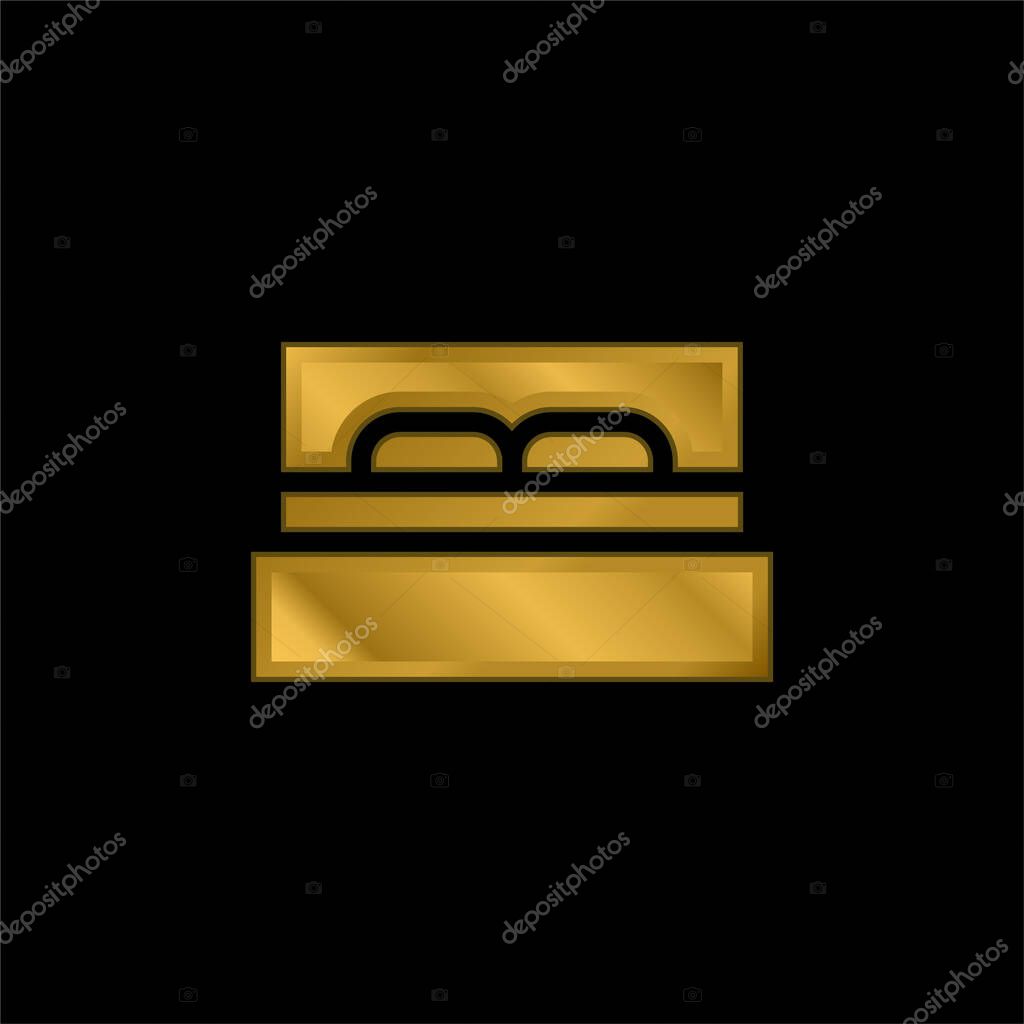 Bed gold plated metalic icon or logo vector