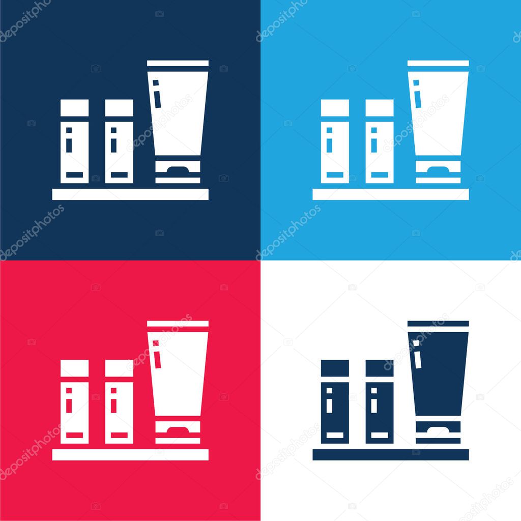 Amenities blue and red four color minimal icon set