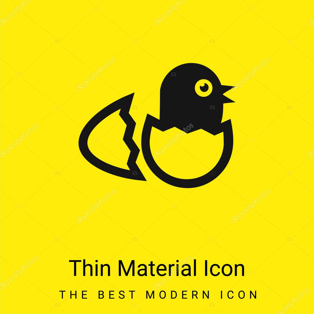 Bird In Broken Egg From Side View minimal bright yellow material icon