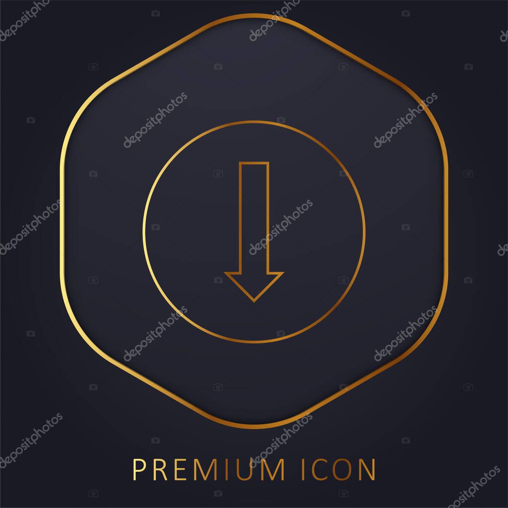 Arrow Pointing To Down golden line premium logo or icon