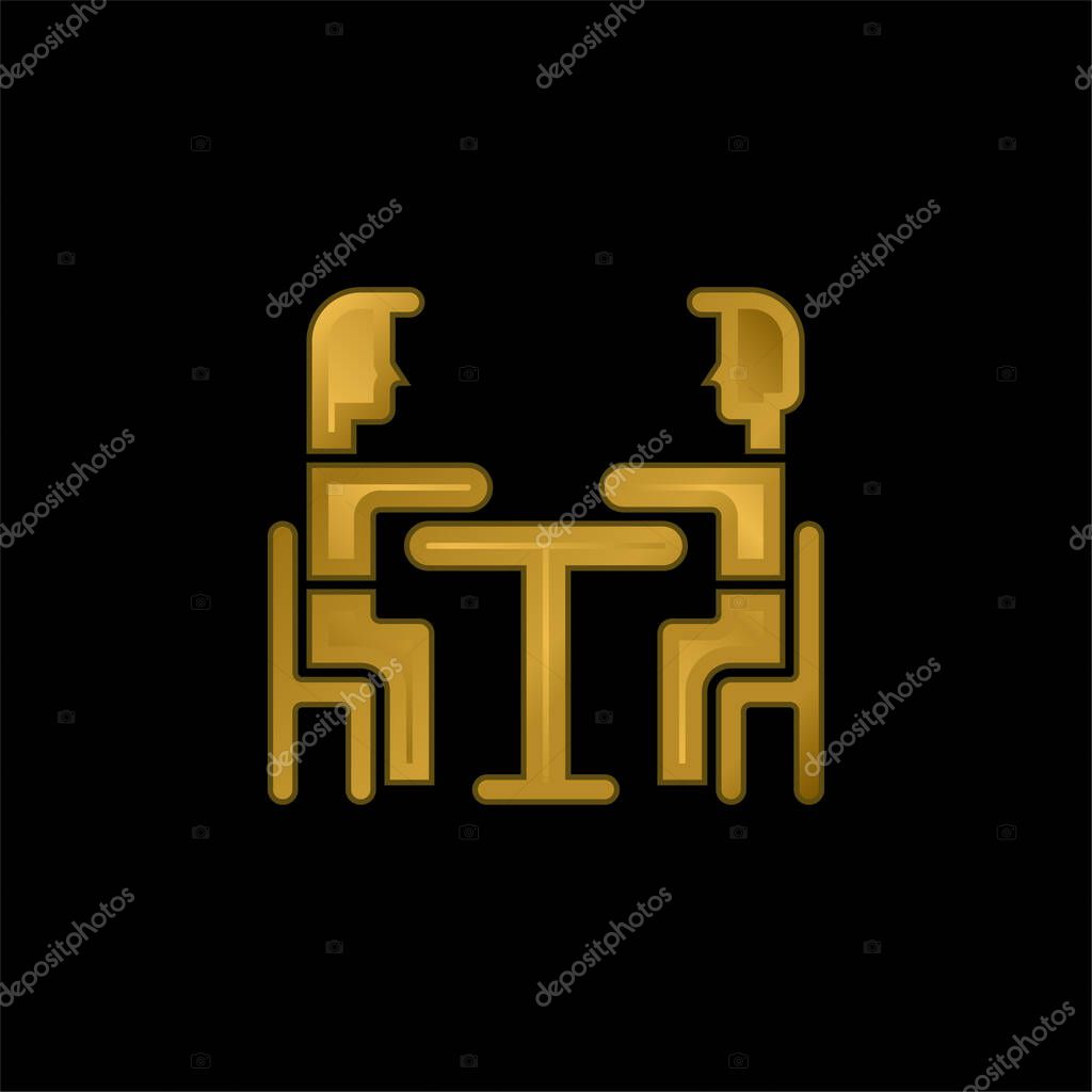 Breakfast gold plated metalic icon or logo vector