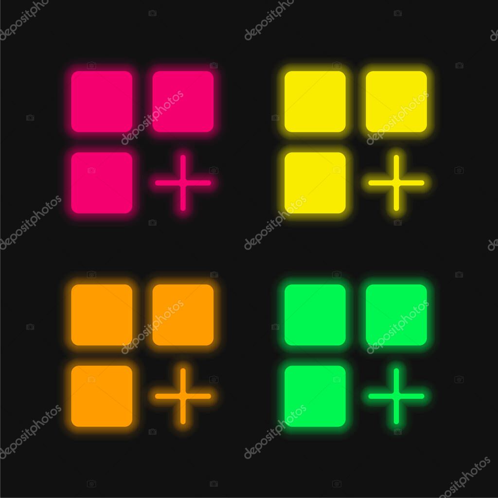 Add four color glowing neon vector icon