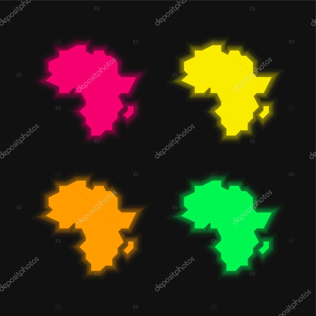 Africa four color glowing neon vector icon