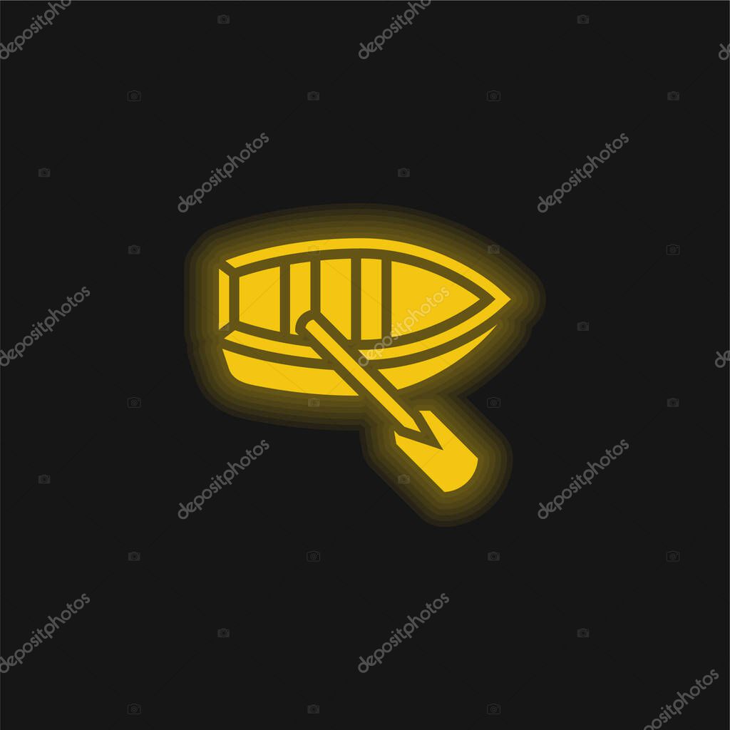 Boat yellow glowing neon icon