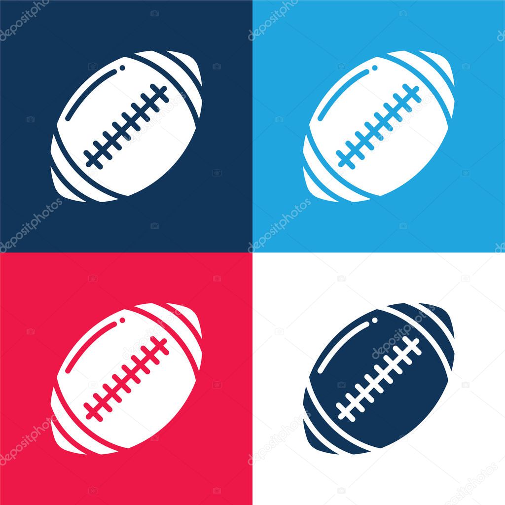 American Football blue and red four color minimal icon set