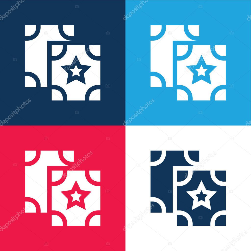 Astrology blue and red four color minimal icon set