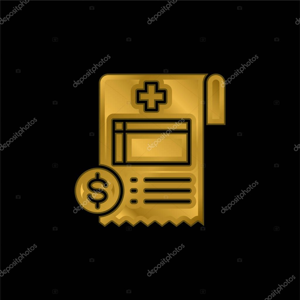 Bill gold plated metalic icon or logo vector
