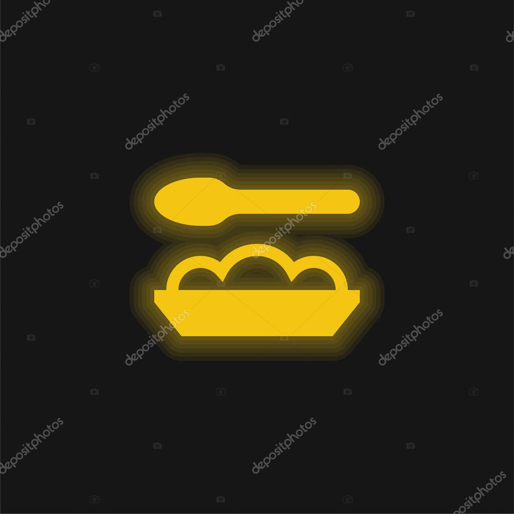 Baby Food yellow glowing neon icon