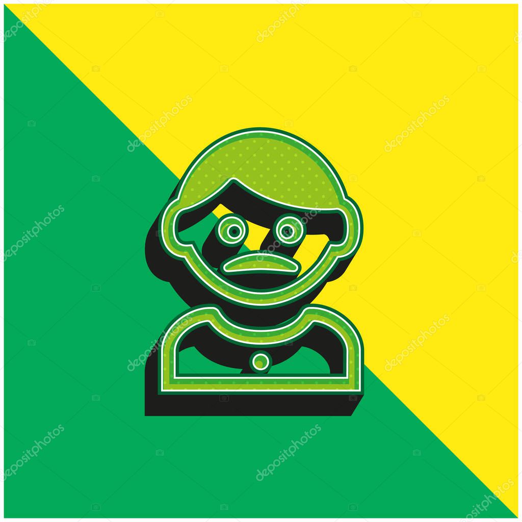 Adult Man With Moustache Green and yellow modern 3d vector icon logo
