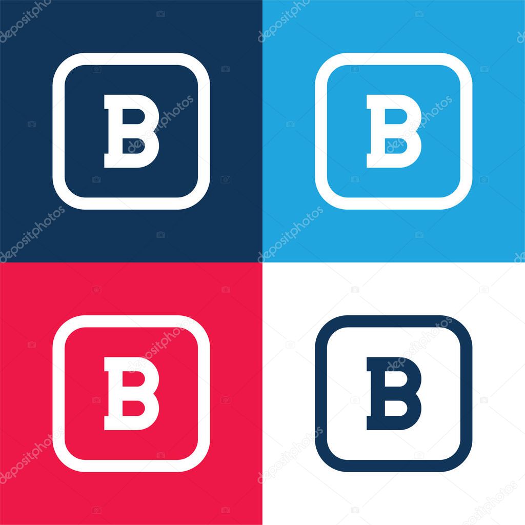 Bold Button blue and red four color minimal icon set