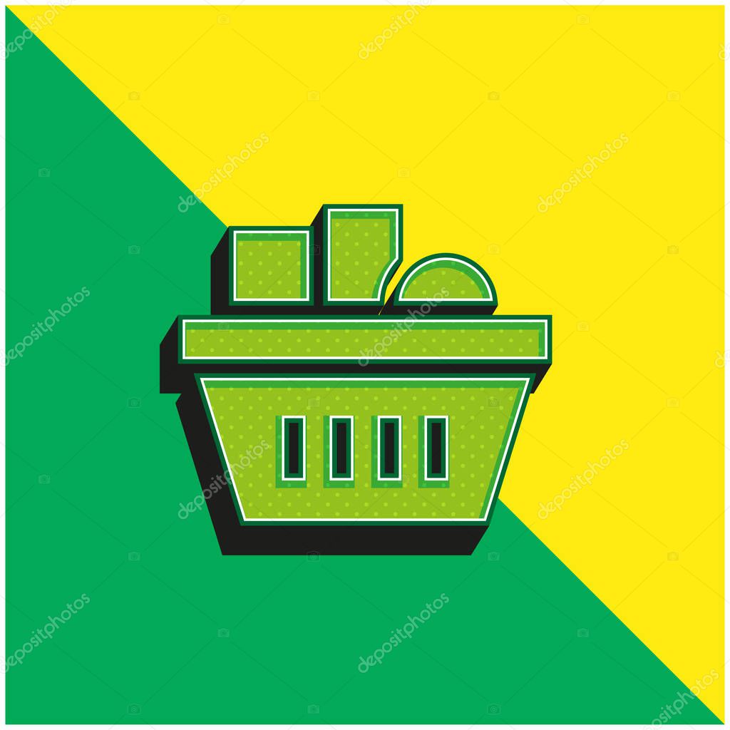 Basket Green and yellow modern 3d vector icon logo