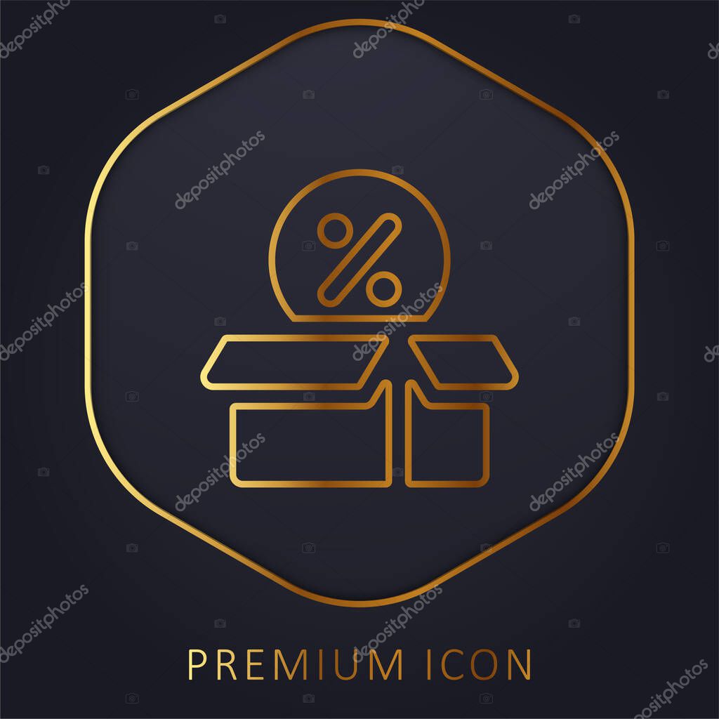 Box golden line premium logo or icon
