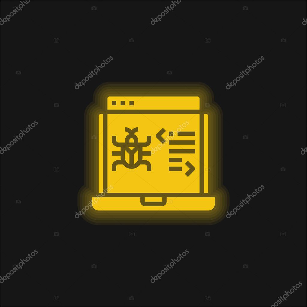 Antivirus yellow glowing neon icon