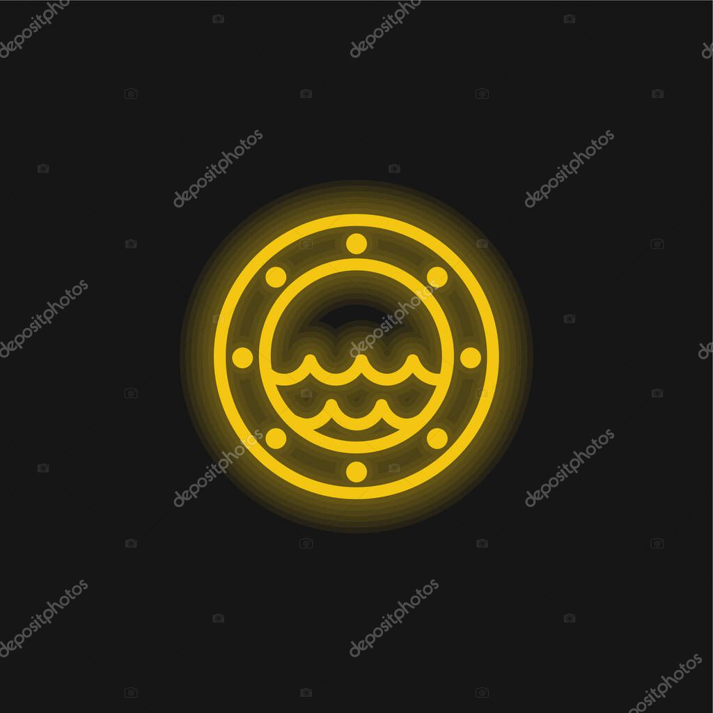 Boat Window yellow glowing neon icon