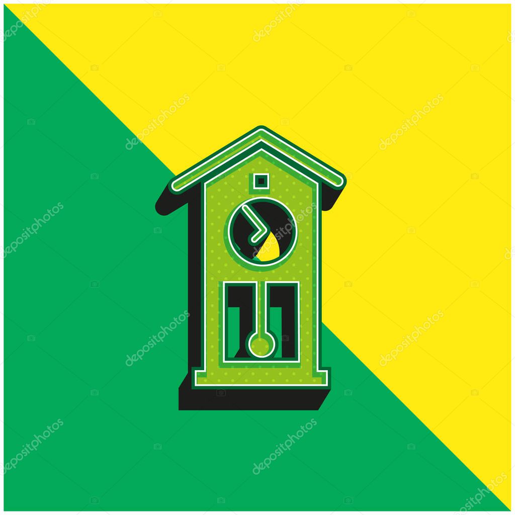 Antique Clock Green and yellow modern 3d vector icon logo