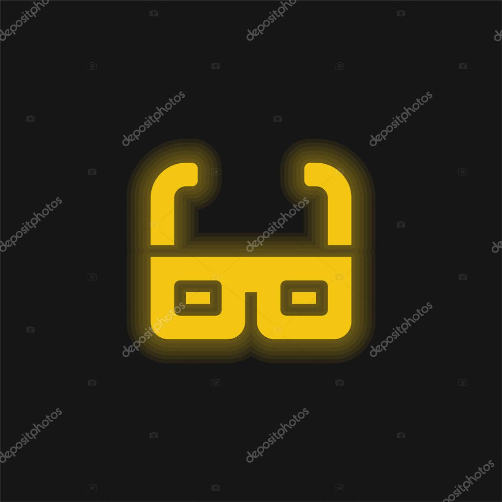 3d Glasses yellow glowing neon icon