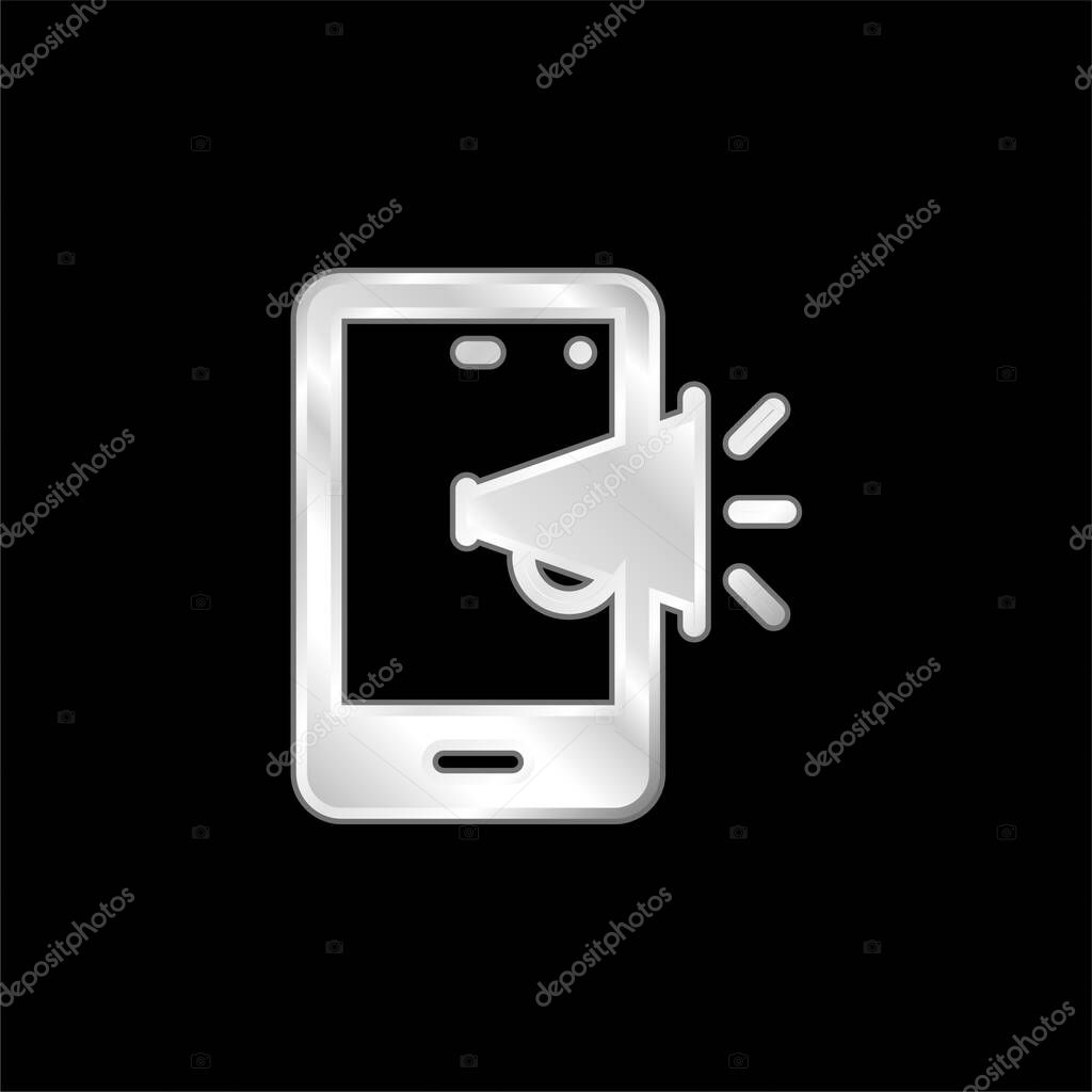 Advertising silver plated metallic icon