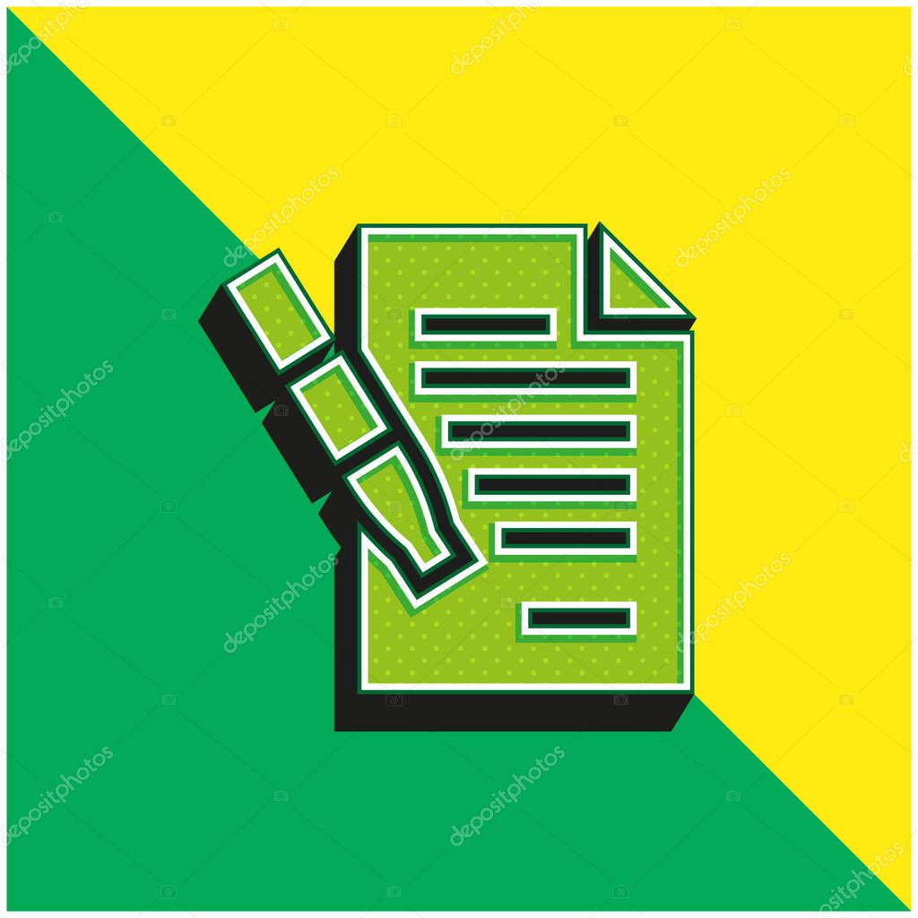 Agreement Green and yellow modern 3d vector icon logo