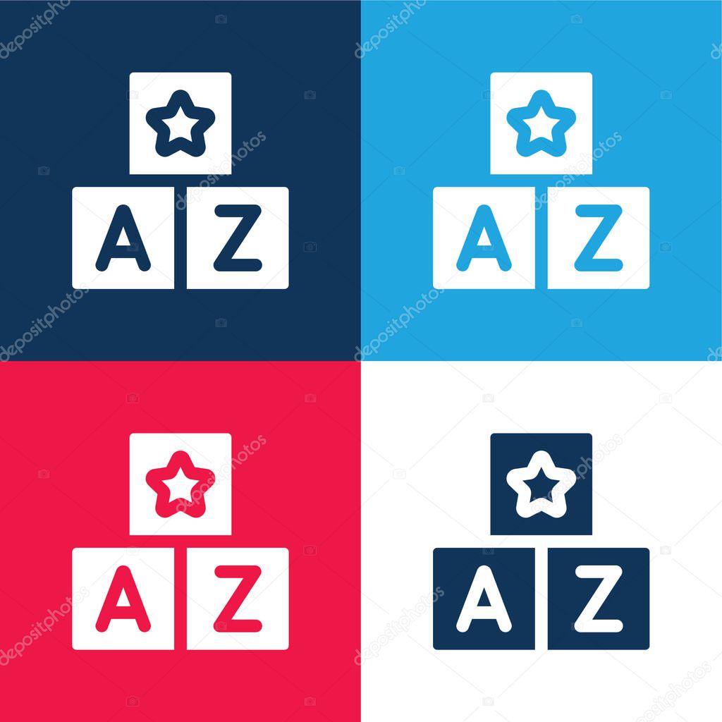 Block blue and red four color minimal icon set