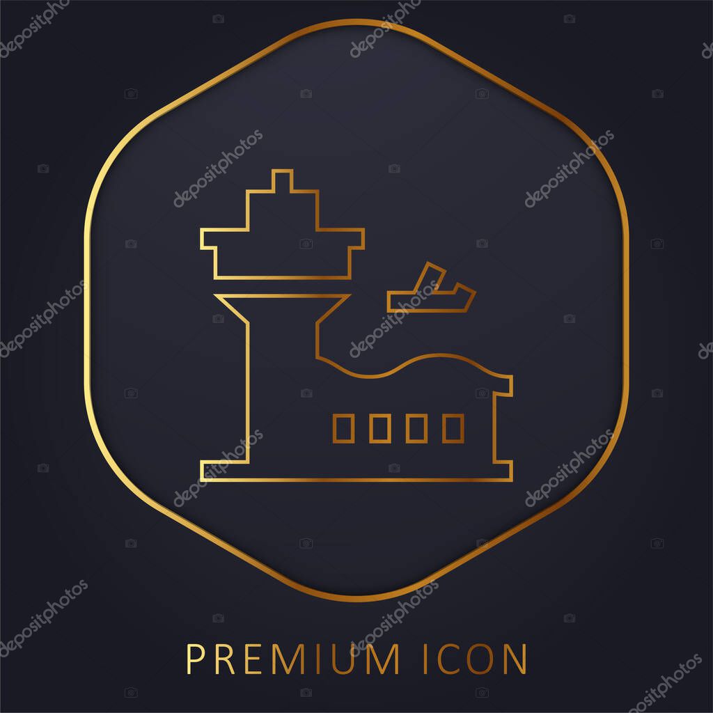 Airport golden line premium logo or icon