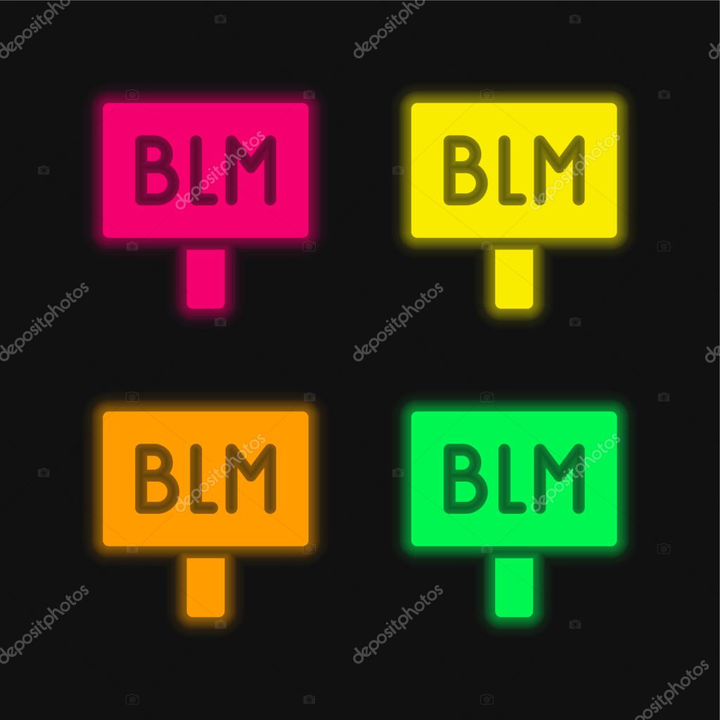 Black Lives Matter four color glowing neon vector icon