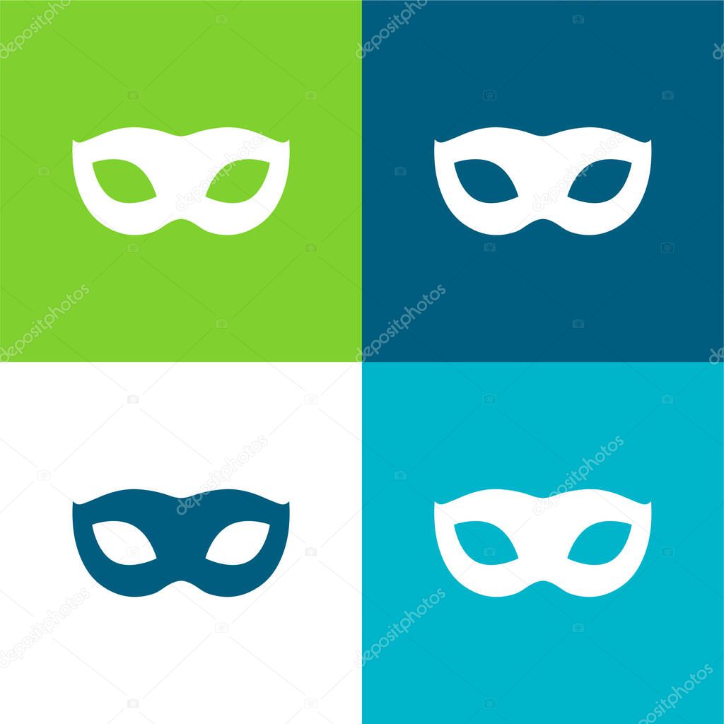 Black Carnival Mask Shape Flat four color minimal icon set