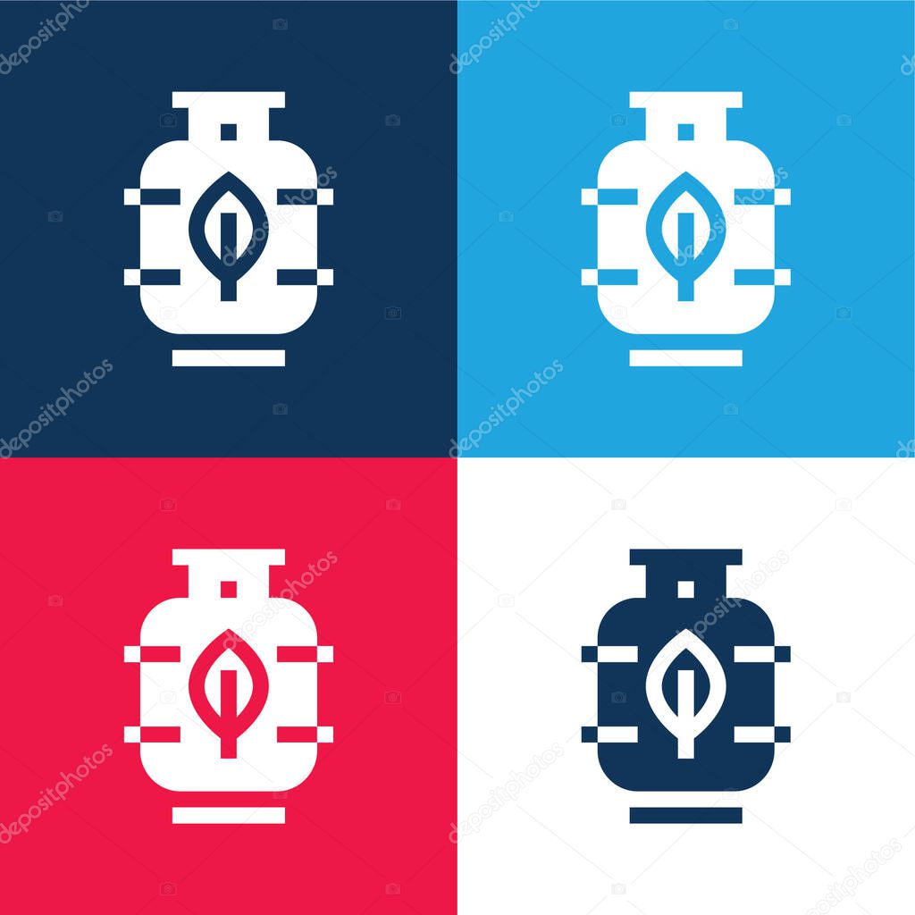 Biogas blue and red four color minimal icon set