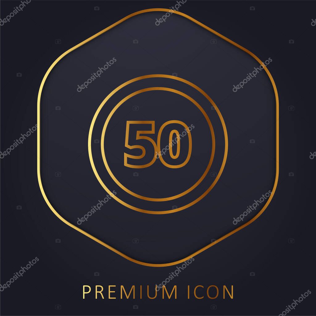 50 Speed Limit Sign golden line premium logo or icon