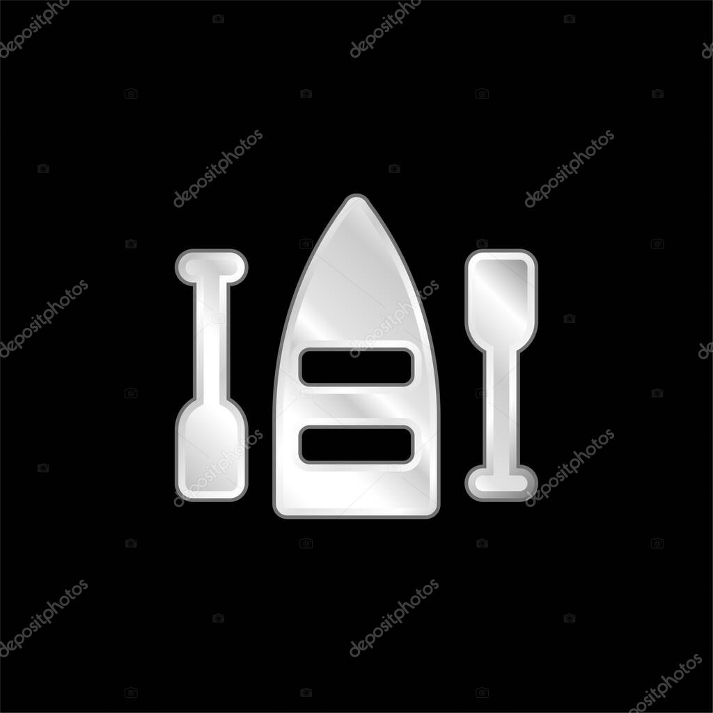 Boat silver plated metallic icon