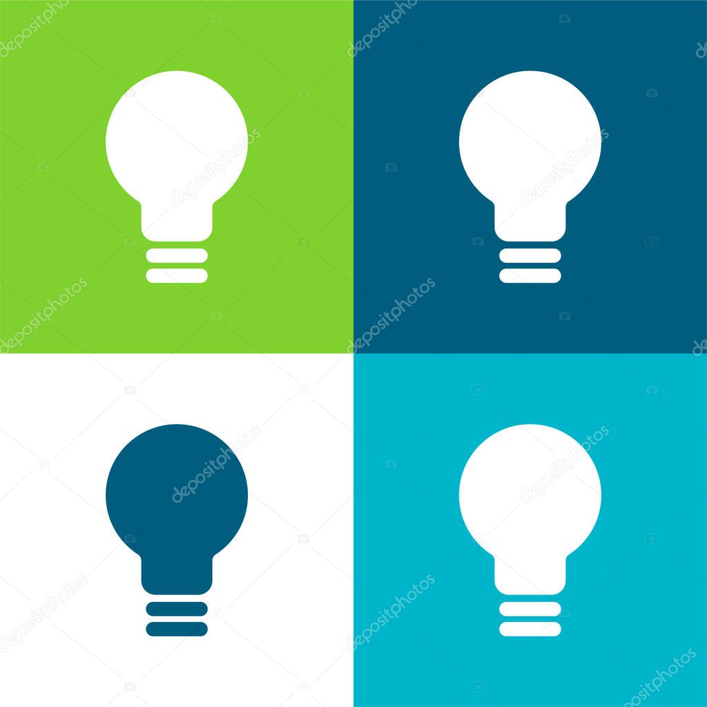 Black Lightbulb Flat four color minimal icon set