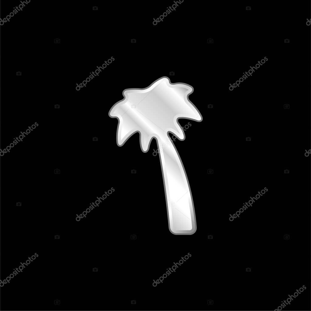 Black Palm Tree silver plated metallic icon