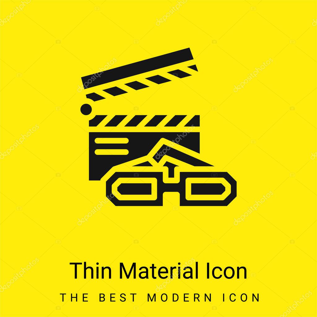 3d Movie minimal bright yellow material icon