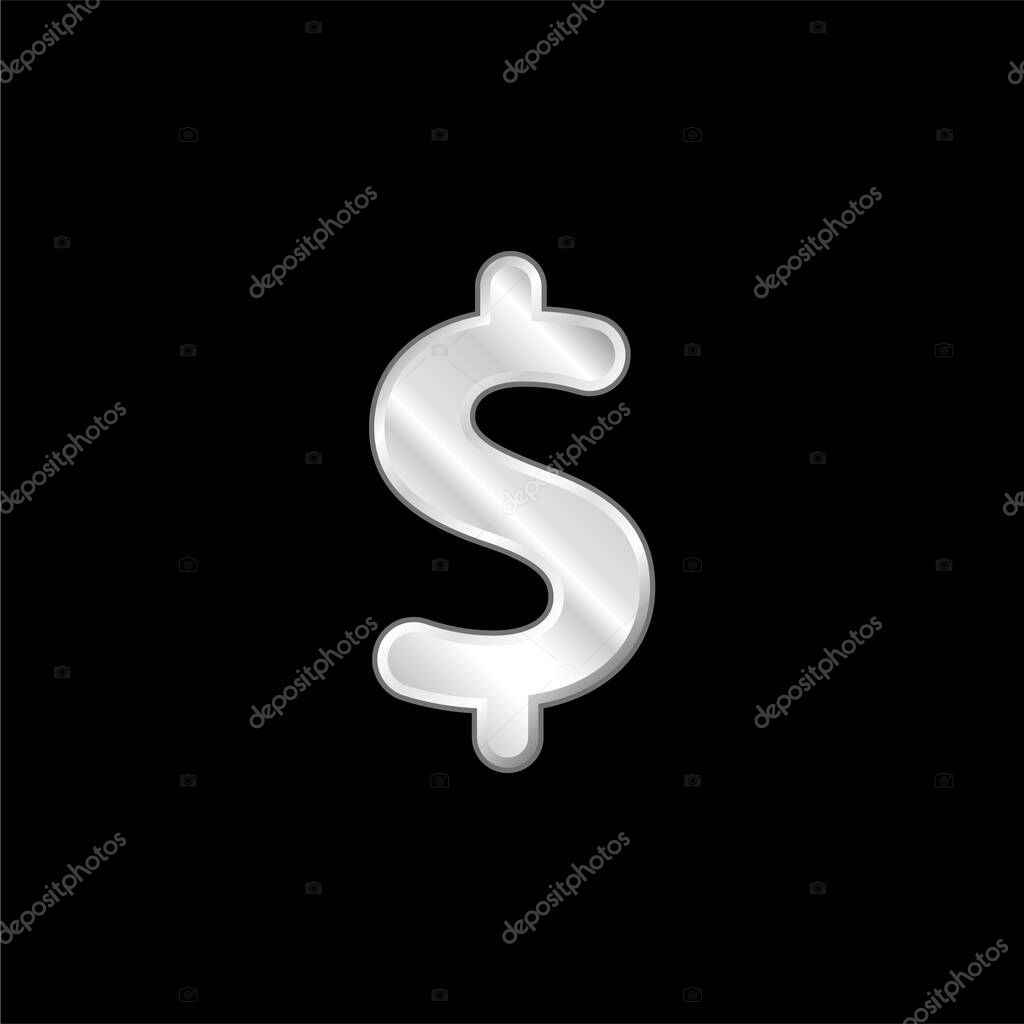Big Dollar Sign silver plated metallic icon