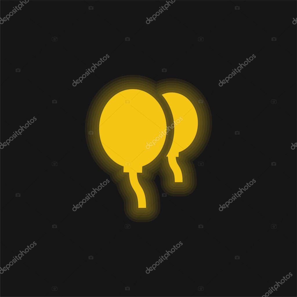 Balloons yellow glowing neon icon