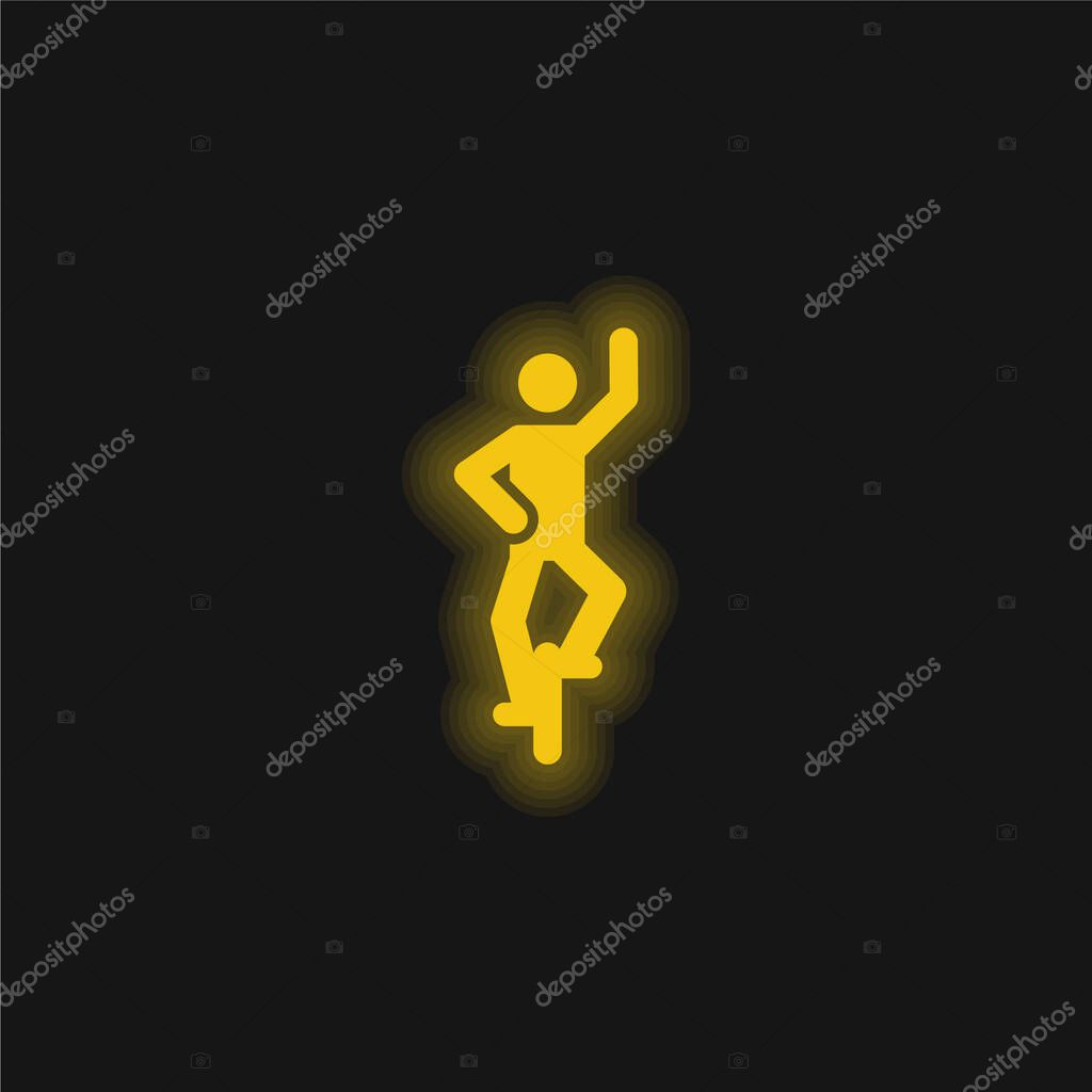 Acrobat yellow glowing neon icon