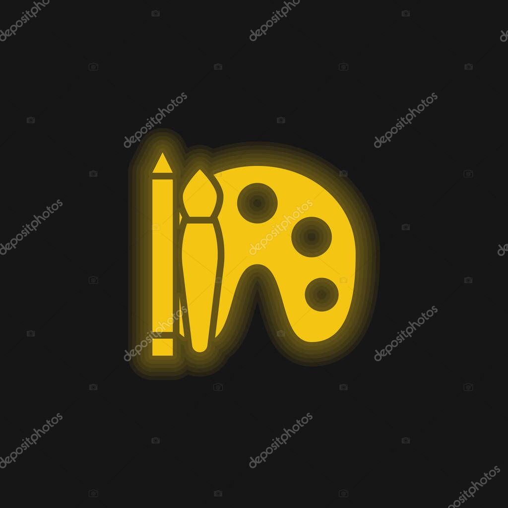 Art yellow glowing neon icon
