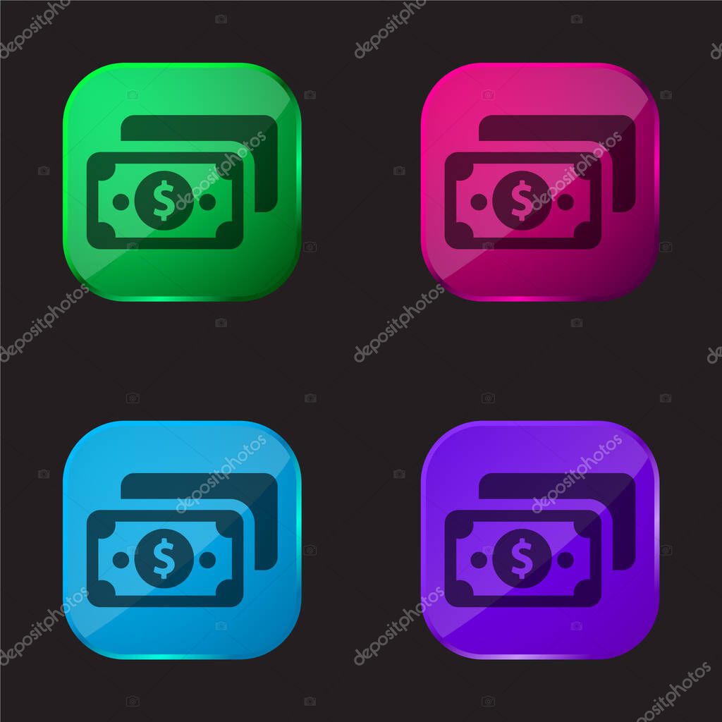 Bill four color glass button icon
