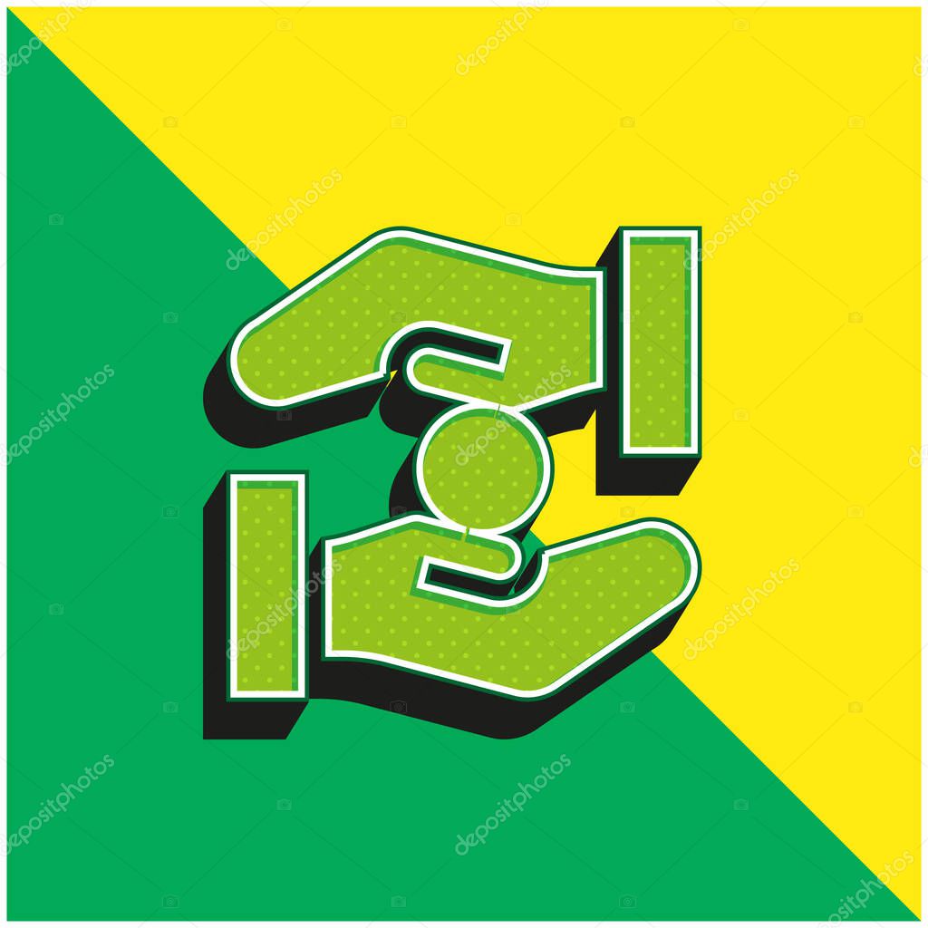 Alms Green and yellow modern 3d vector icon logo