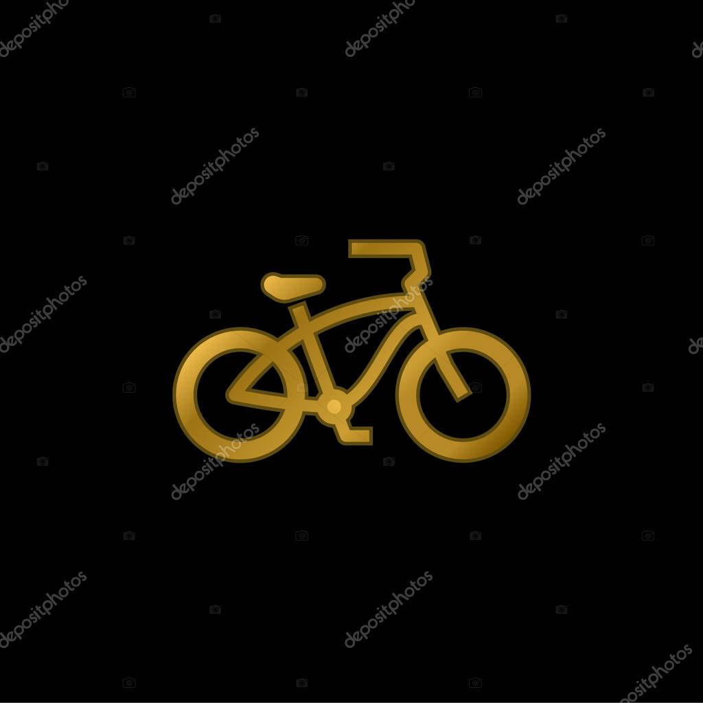 Bicycle gold plated metalic icon or logo vector