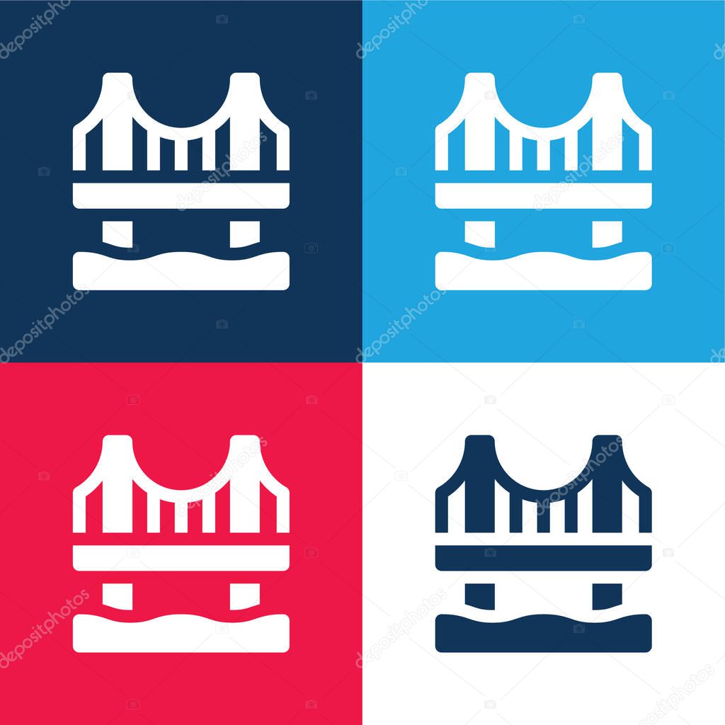 Bridge blue and red four color minimal icon set