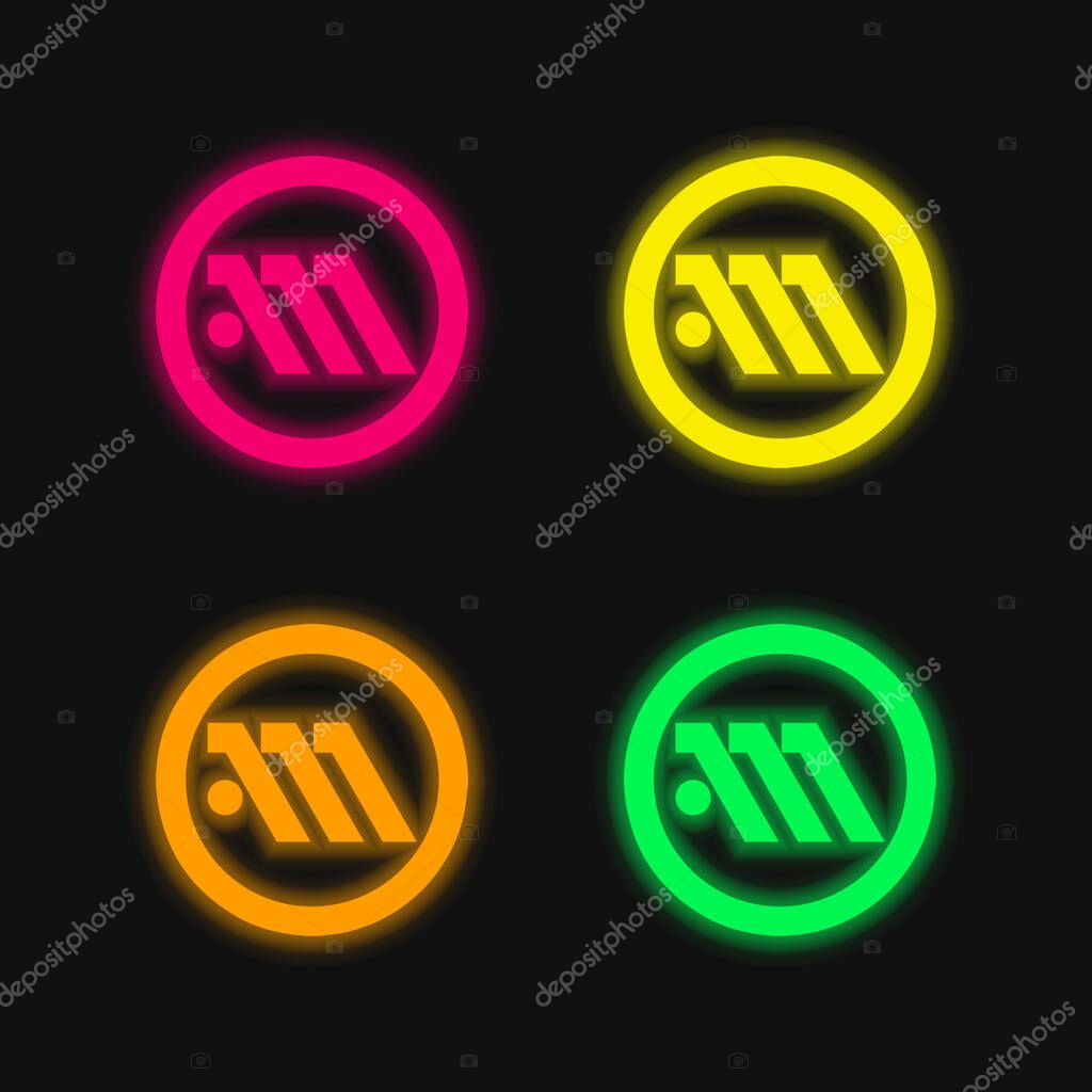 Athens Metro Logo Symbol four color glowing neon vector icon