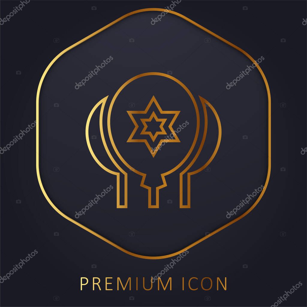 Balloons golden line premium logo or icon