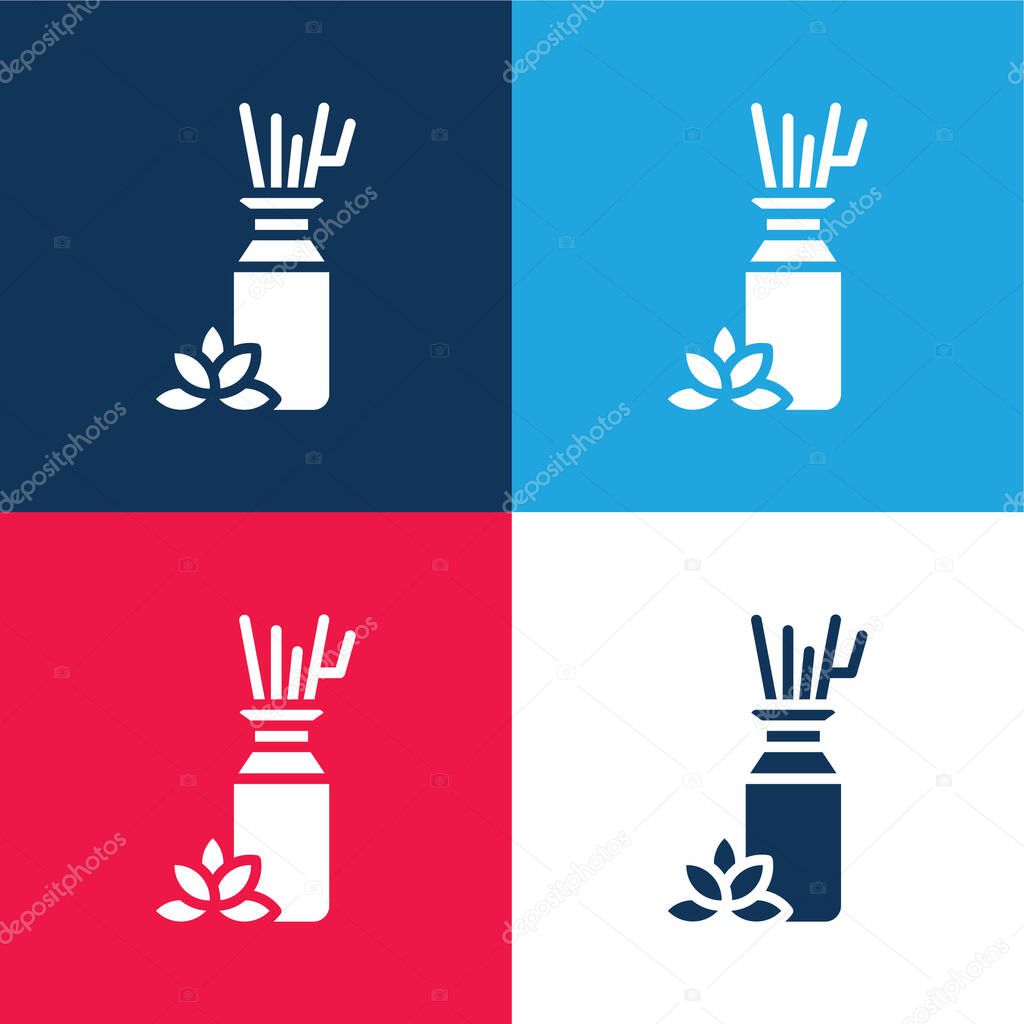 Aromatherapy blue and red four color minimal icon set