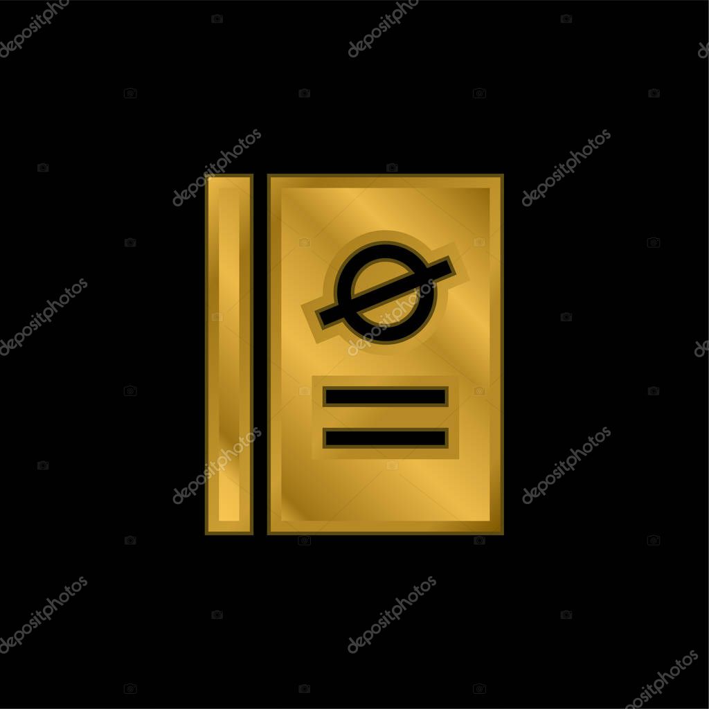 Book gold plated metalic icon or logo vector
